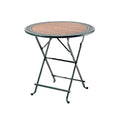 Round Folding Table with Metal Frame and Wooden Top